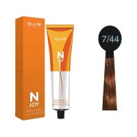 OLLIN "N-JOY"  7/44 – русый интенсивно-медный, перманентная крем-краска для волос 100мл