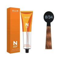 OLLIN "N-JOY"  8/34 – светло-русый золотисто-медный, перманентная крем-краска для волос 100мл